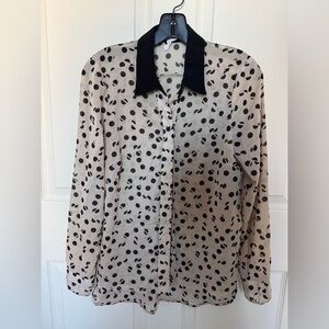 Black and Beige Polka Dot Blouse